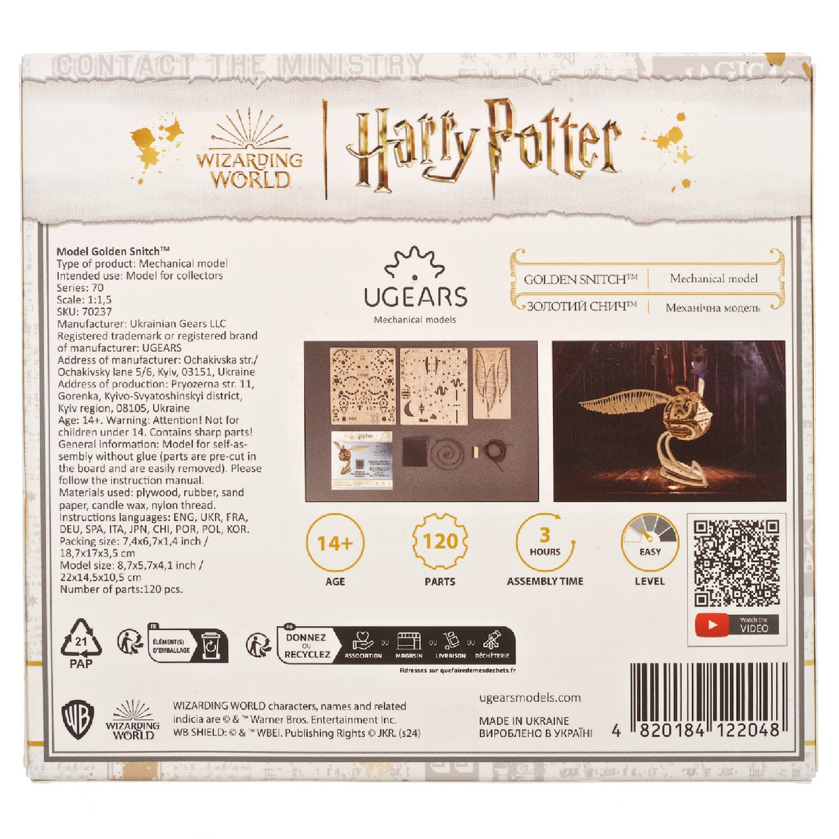 Ugears Harry Potter Wooden Model Kit Golden Snitch